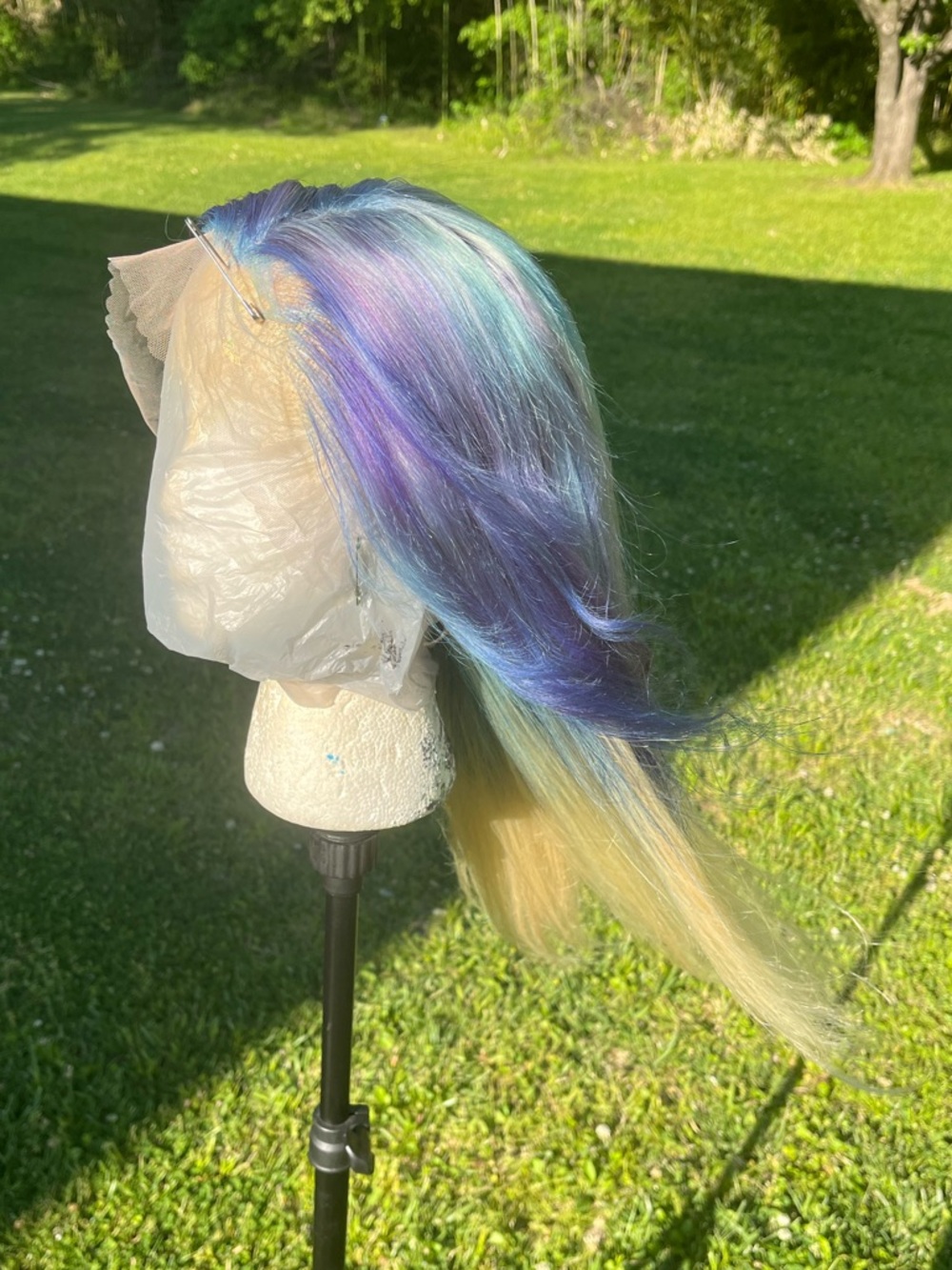Human Hair Under the Sea Blue Pastel Spectrum Colored Melt Lace Front Wig